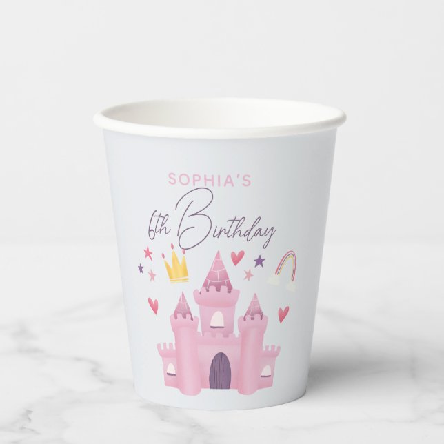 Niedlich Girls Pink Princess Palace Kinder 6. Gebu Pappbecher (Vorderseite)