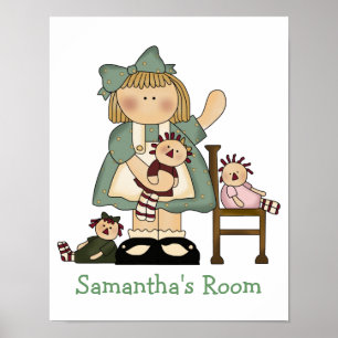 Niedlich Girls Raggedy Doll Print Poster