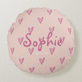 Niedlich Girls Room Kinderzimmer Pink Wasserfarbe  Rundes Kissen