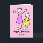 Niedlich Girls Sister Happy Birthday Card Karte<br><div class="desc">Niedlicher Cartoon von zwei kleinen Mädchen Schwestern lächeln. Die Karte hat einen rosa Hintergrund, kann aber leicht in eine andere Farbe oder ein schönes minimales Weiß geändert werden. Personalisieren Sie diese Karte einfach, indem Sie den Vorlagentext vorne und innen bearbeiten. Lustig zeichnend für Kinderkarten. Oder Erwachsene! Danke, dass du mir...</div>