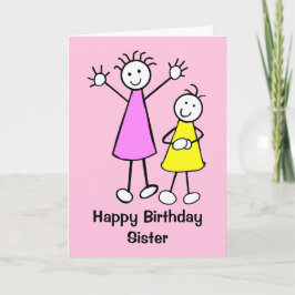 Niedlich Girls Sister Happy Birthday Card Karte