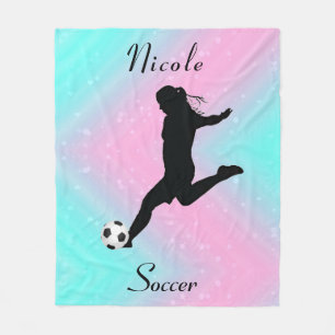 Niedlich Girls Soccer Personalisiert Fleecedecke