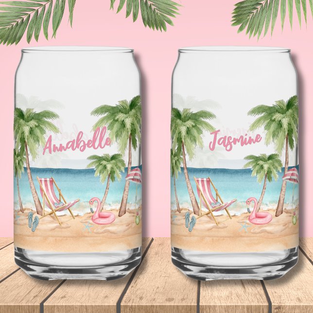 Niedlich Girls Weekend Bachelorette Dosenglas (Cute Girls Weekend Bachelorette Watercolor Beach Can Glass)
