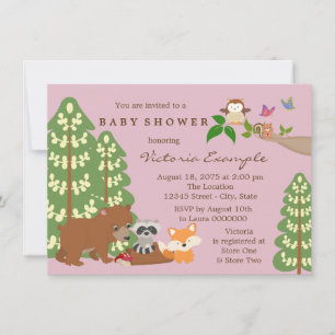 Niedlich Girls Woodland Babydusche Einladung