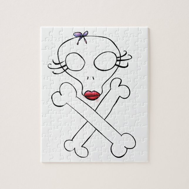 Niedlich Girly Alien Skull Crossbones (Vertikal)