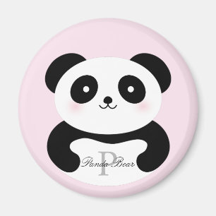 Niedlich Girly Baby Panda Bear Monogram Magnet