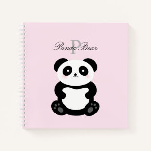 Niedlich Girly Baby Panda Bear Monogram Notizbuch