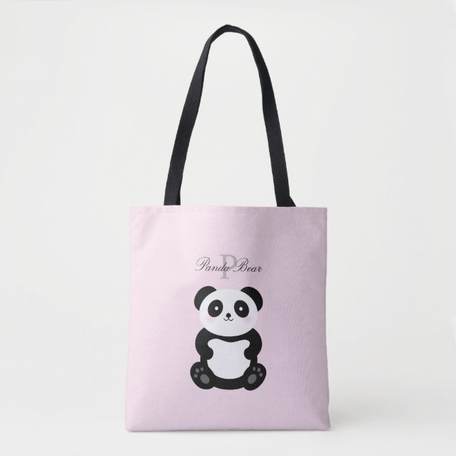 Niedlich Girly Baby Panda Bear Monogram Tasche (Vorderseite)