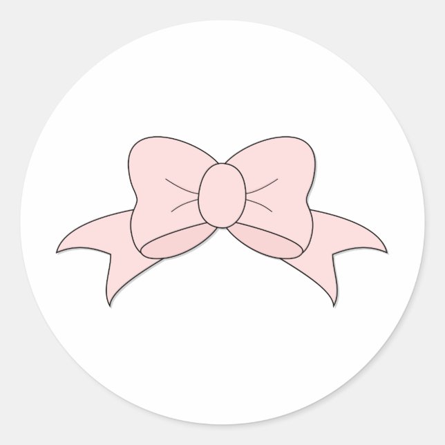 Niedlich Girly Baby Pink Bow Runder Aufkleber (Vorderseite)
