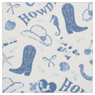 Niedlich Girly Blue Coastle Cowgirl Ästhetisches M Stoff