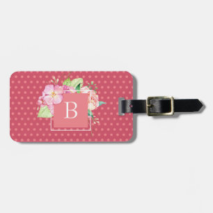 Niedlich Girly Chic Pink Floral Mit Monogramm Init Gepäckanhänger