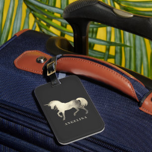 Niedlich Girly & Chic Silver Foil Einhorn Personal Gepäckanhänger