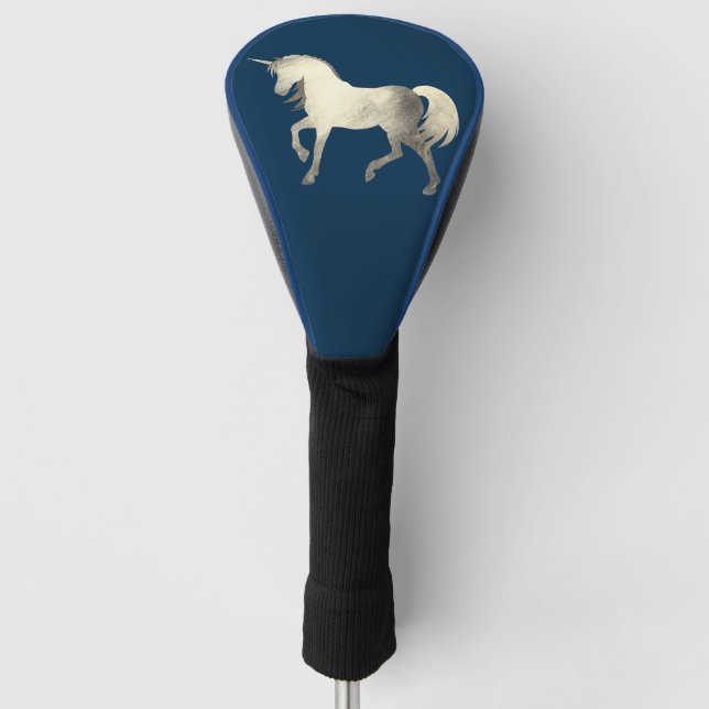 Niedlich Girly & Chic Silver Foil Einhorn Personal Golf Headcover (Vorderseite)