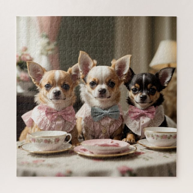 Niedlich Girly Chihuahua Tea Party (Vertikal)