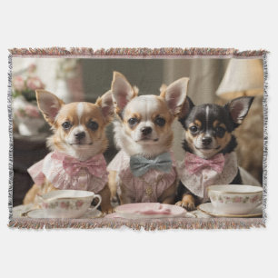 Niedlich Girly Chihuahua Tea Party Decke