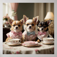 Niedlich Girly Chihuahua Tea Party