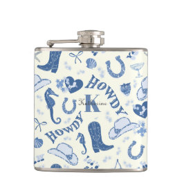 Niedlich Girly Coast Cowgirl Name Monogram Flachmann