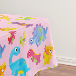 Niedlich Girly Colorful Pink Dinosaur Thema Geburt Tischdecke