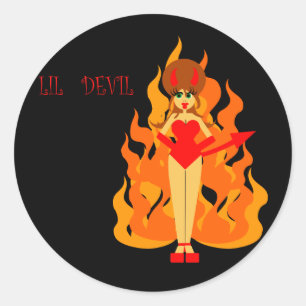 Niedlich Girly Devil Image Runder Aufkleber