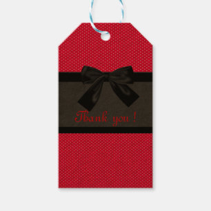 Niedlich Girly Elegant Red Polka Dots - Black Bow Geschenkanhänger