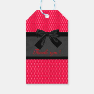 Niedlich Girly Elegant Red Polka Dots - Black Bow Geschenkanhänger
