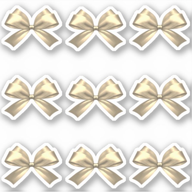 Niedlich Girly Gold Satin Ästhetischer Bow Aufkleber (Vorderseite)