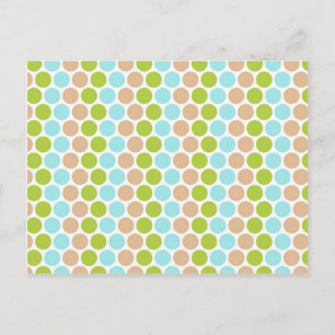 Niedlich Girly Green Blue Tan Polka Dots Muster Postkarte