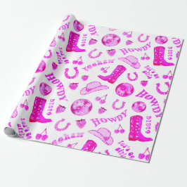 Niedlich Girly Hot Pink Disco Cowgirl Ästhetik Geschenkpapier