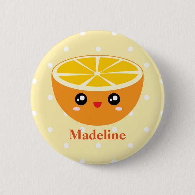 Niedlich Girly Kawaii Happy Sweet Orange Individue Button (Vorderseite)