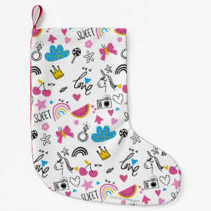 Niedlich Girly Kids Cartoon Modernes Illustriertes Kleiner Weihnachtsstrumpf