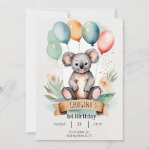 Niedlich Girly Koala Geburtstag Einladung