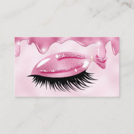 Niedlich Girly Lashes Pink Glitzer Tropfen Visitenkarte