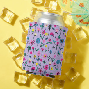Niedlich Girly Lilac Bright Floral Pattern Dosenkühler