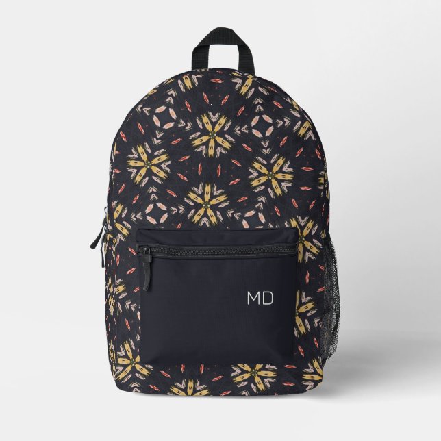 Niedlich Girly Mandala Muster Monogram Initials Bedruckter Rucksack (Vorderseite)