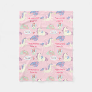 Niedlich Girly Modern Magical Pink Einhorn Fairy H Fleecedecke