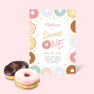 Niedlich Girly Modern Pastel Donut Zum Geburtstag Einladung