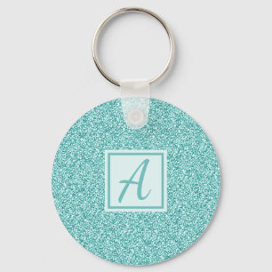 Niedlich Girly Monogram Blue Sparkle Schlüsselanhänger