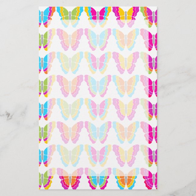 Niedlich Girly Multicolor Rainbow Butterfly Muster Briefpapier (Vorderseite)