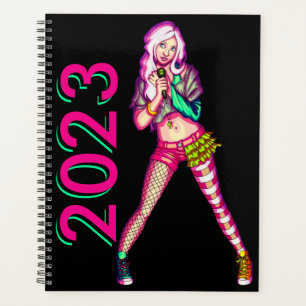 Niedlich Girly Neon Teen Popstar Illustration Planer