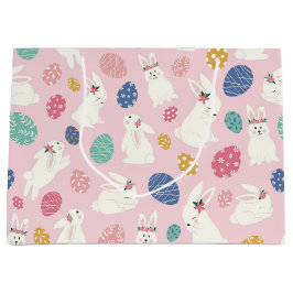 Niedlich Girly Oaster Bunny Moderne rosa Blumeneie Große Geschenktüte