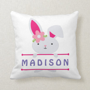 Niedlich Girly Oaster Bunny Personalisierter Name Kissen