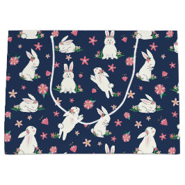 Niedlich Girly Oaster Bunny Rabbit Modernes Blau R Große Geschenktüte