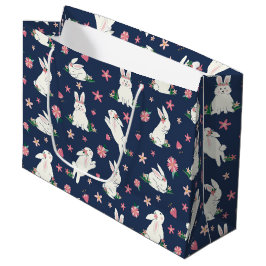 Niedlich Girly Oaster Bunny Rabbit Modernes Blau R Große Geschenktüte