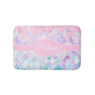 Niedlich Girly Ombre Mermaid Pattern Mit Monogramm Badematte