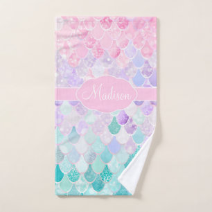 Niedlich Girly Ombre Mermaid Pattern Mit Monogramm Handtuch