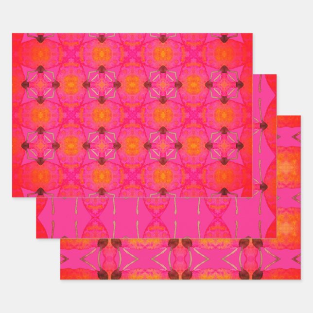 Niedlich Girly Orange und Pink Geschenkpapier Set (Set)