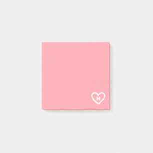 Niedlich Girly Pastel Pink Heart Monogram Post-it Klebezettel