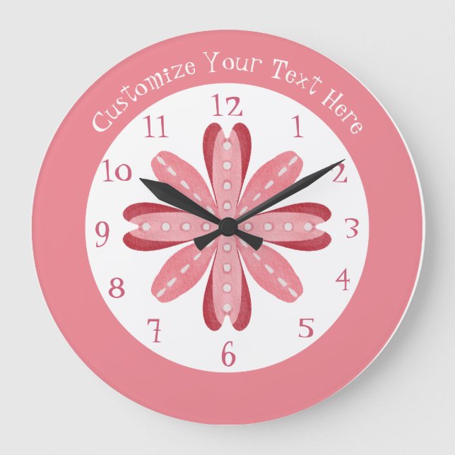 Niedlich Girly Pink Abstrakte Blume Petals persona Große Wanduhr (Vorderseite)