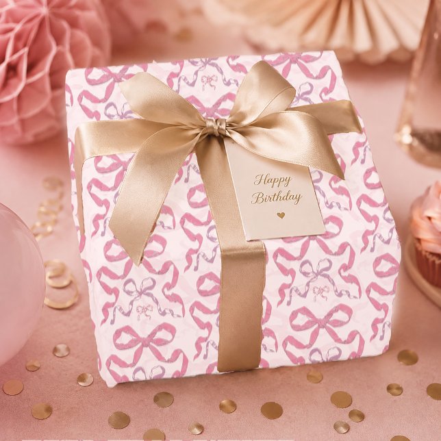 Niedlich Girly Pink Ästhetik Bow Geschenkpapier (Von Creator hochgeladen)