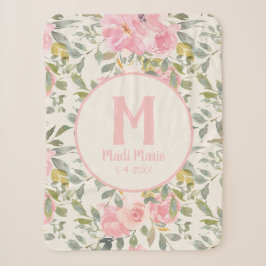 Niedlich Girly Pink Blumenzunge Green Blätter Mono Sherpadecke
